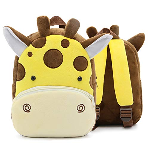 KISSOURBABY Cute Toddler Backpack,Cartoon Cute Animal Plush Backpack Toddler Mini School Bag for Kids Age 1-4Years Old(Giraffe)