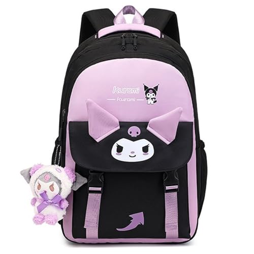 SHSAIEDHA 2pcs Cute Backpack for Women - Aesthetic Casual Daypack for Travel - 18 Inch Large Capacity Casual Daypack with Plush Pendant (PURPLE)