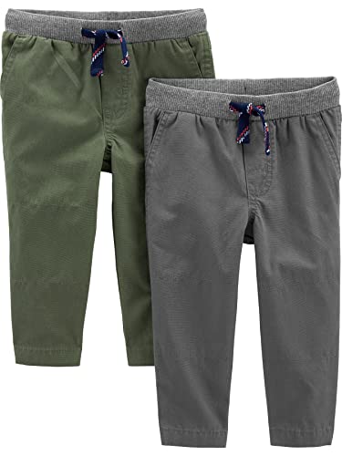 Simple Joys by Carter's Baby Boys' 2-Pack Pull On Pant, Green/Grey, 3T