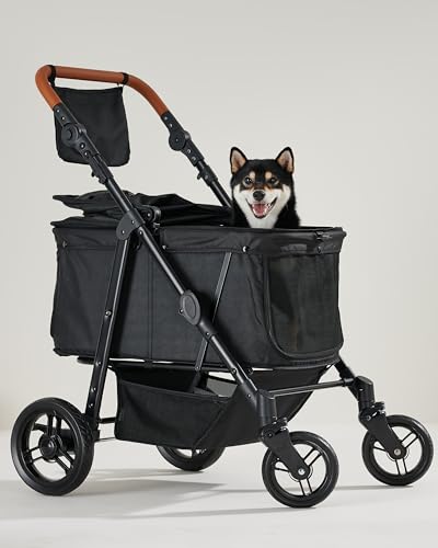 Medium Dog Stroller for Large Dogs, Zoosky Large Dog Stroller Up to 66lbs, Adjustable Handle, 180 ̊Canopy, Sun Shades, Waterproof All Terrain Dog Stroller for Multiple Pets, Large Pet Stroller