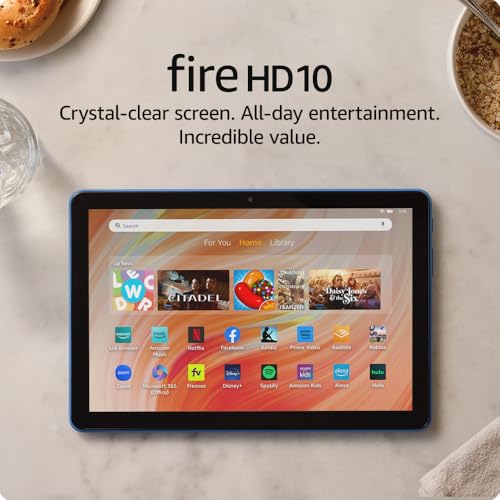 Amazon Fire HD 10 tablet (newest model) built for relaxation, 10.1' vibrant Full HD screen, octa-core processor, 3 GB RAM, 32 GB, Ocean