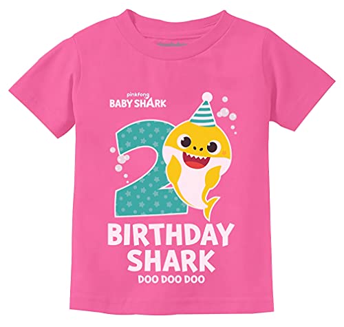 2nd Birthday Baby Shark Shirt 2 Year Old Birthday Boy Girl Toddler Kids T-Shirt 2T Pink