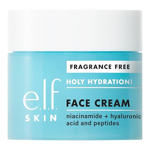 e.l.f. Holy Hydration! Face Cream - Fragrance Free, Smooth, Non-Greasy, Lightweight, Nourishing, Moisturizes, Softens, Absorbs Quickly, Suitable For All Skin Types, 1.76 Oz