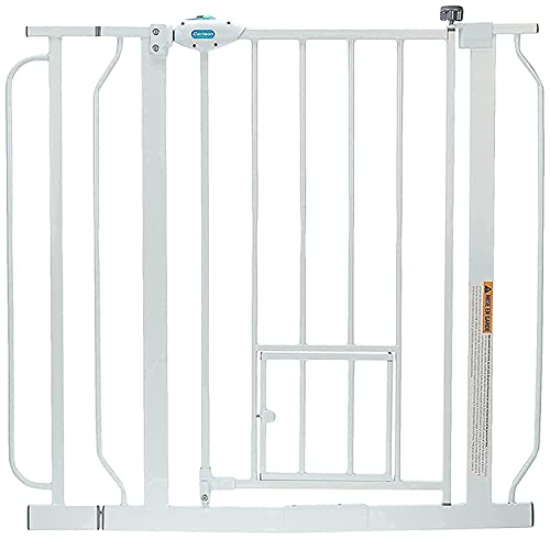 Carlson Extra Wide Walk Through Pet Gate with Small Pet Door, Includes 4-Inch Extension Kit, Pressure Mount Kit and Wall Mount Kit,White