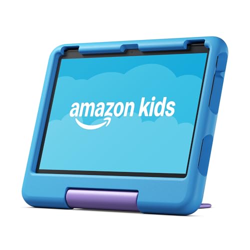 Amazon Fire 10 Kids tablet (newest model) ages 3-7 | Bright 10.1' HD screen with ad-free content and parental controls included, 13-hr battery, 32 GB, Blue