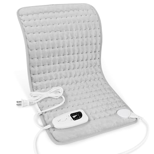 Heating Pad,Electric Heating Pads for Back,Hot Heated Pad for Abdomen,Shoulder,Knee,Multiple Temp and Auto Shut Off(Light Gray, 24''×12'')