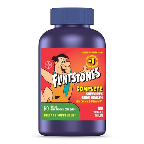 Flintstones Complete Chewable Kids Vitamins, Multivitamin for Kids ages 2+, With Iron, Calcium, Vitamin D and Vitamin C, Fruit Flavors, 180 count (Packaging Will Vary)