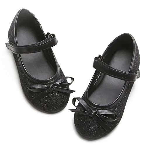 GINFIVE Toddler Girls Dress Shoes Little Girls Mary Janes Ballerina Flats Black Shoes Toddler 9