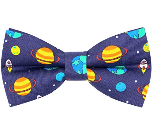 OCIA Cute Pattern Pre-tied Bow Tie Adjustable Bowties for Adult & Children Blue Yellow Orange Navy (Space Pattern)