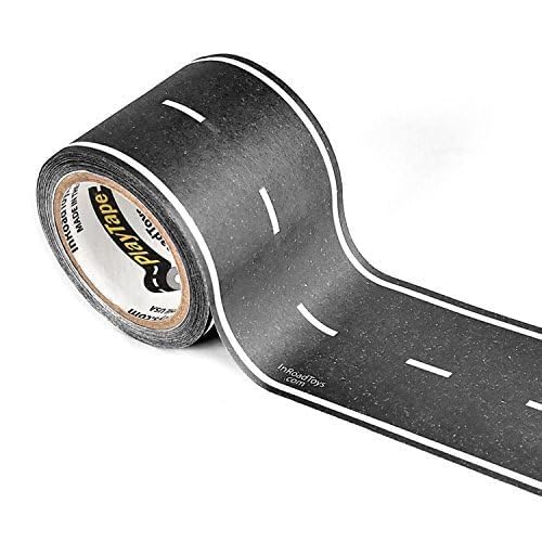 PlayTape Road Tape for Toy Cars - Sticks to Flat Surfaces, No Residue; 30 ft. x 2 in. Black Road