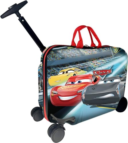 Fast Forward Ride-On 18' Suitcase For Kids/Tow-Along Toddler Carry-On Luggage With Wheels (Cars)