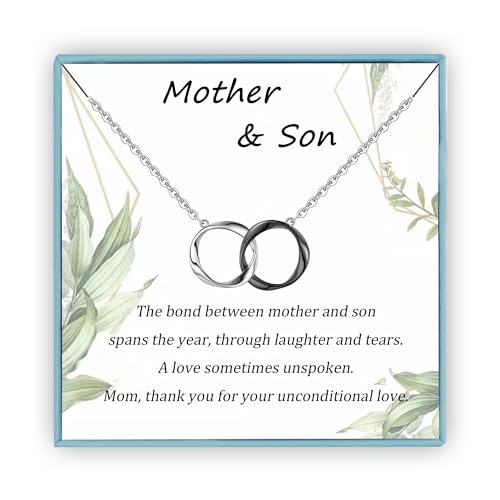 Sereney Christmas Gifts for Mom from Son Mother Son Necklace 925 Sterling Silver as Mom Gifts from Son, Mom Necklace as Mom Birthday Gift, Mother and Son Necklace as Gift for Mom, Mom Son Jewelry Gift