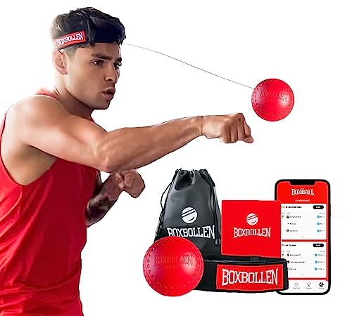 Boxbollen Original with App, Used by Celebrities - MMA Gear Boxing Ball - Boxing Reflex Ball with Adjustable Strap - Interactive The Boxball App Integration - Stocking Stuffer Ideas - 1 Pack