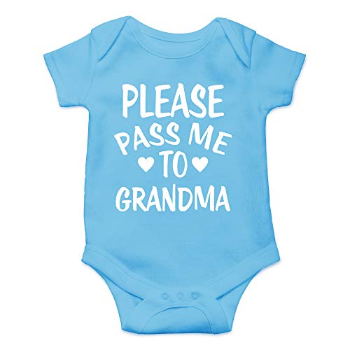 CBTwear Please Pass Me To Grandma Baby Bodysuit Funny Infant Outfit Cute Newborn Clothes Unisex Romper (6 Months, Light Blue)