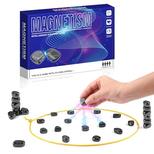 SHINXIN Magnetic Chess Game, Magnet Game, Magnetic Chess Game with Stones, Magnet Game with String, Magnetic Board Games, Puzzle Strategy Games, Family Games for Kids and Adults