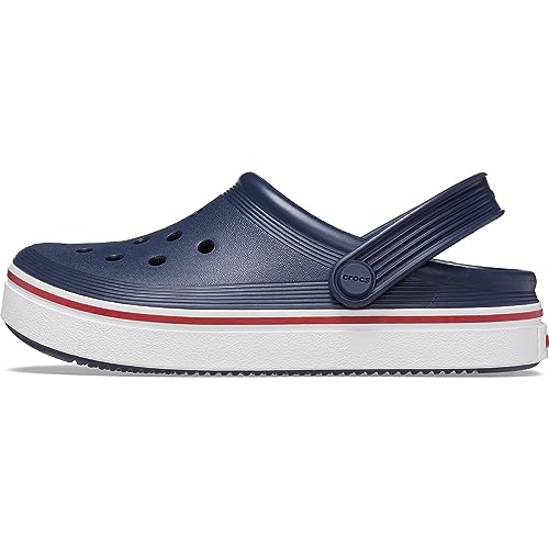 Crocs Off Court Clogs, Slip On Kids Shoes K NVY/Ppr, Navy/Pepper, 1 US Unisex Little