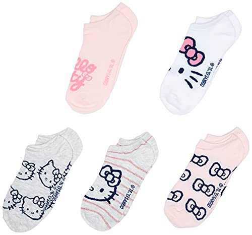 Hello Kitty girls Hello Kitty 5 Pack No Show Casual Sock, Assorted Pastel, 9 11 US