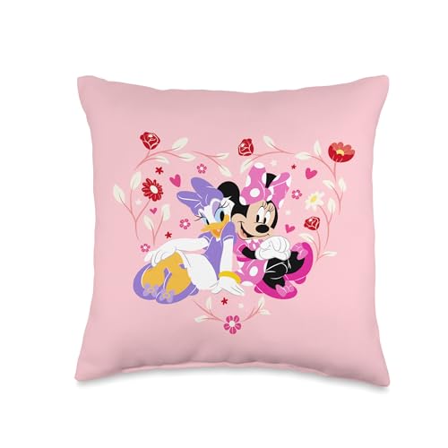 Disney Minnie and Daisy BFF Heart Pink Throw Pillow