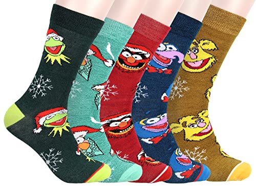 The Muppets Holiday Themed Kermit Animal Gonzo Beaker Fozzie 5 Pack Crew Socks