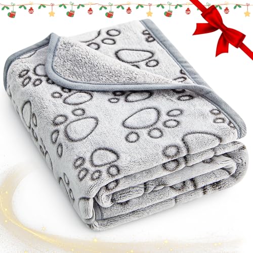 Stuffed® Premium Soft Dog Blanket Washable, 40'x32' Cat Blanket for Indoor Cats Large Medium Small Dog Gifts (Grey)