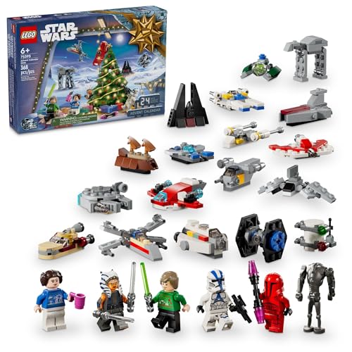 LEGO Star Wars Advent Calendar 2024 for Kids - Christmas Advent Calendar W/ 18 Mini Builds & 5 Minifigures, Ages 6+ - Gift Idea for Boys & Girls - 75395