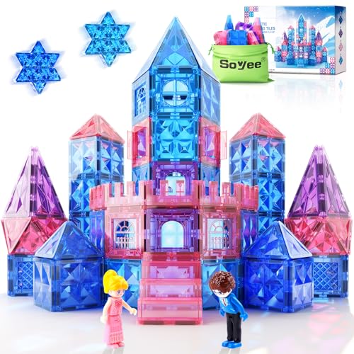 Diamond Magnetic Building Blocks - Frozen Princess Toys for 3-8 Year Old Girls & Boys - 3 4 5 6 Year Old Girl Birthday Xmas Present