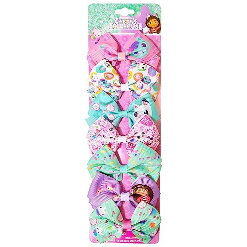 Gabby's Dollhouse Hair Bows - Hair Accessories Gift Set - Princess Hair Bows 7 Pcs 4 Inch Bundle Hair Bows for Girls Different Character on each Hair Clip Kids Bow - Alligator Clip - Ages 3 +