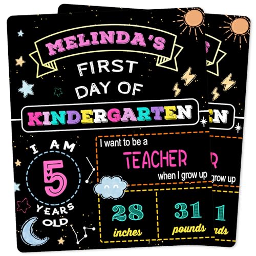 First and Last Day of School Chalkboard Photo Prop, 10' x 12' Double Sided Reusable Kindergarten Preschool Wooden Sign, Back to School Classroom Decor(Astronomy)