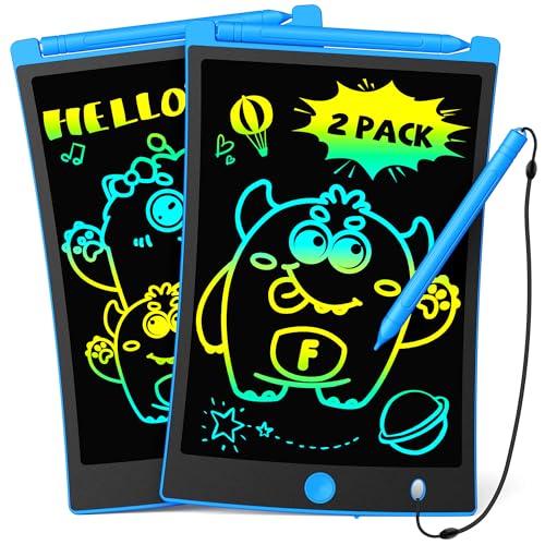 TEKFUN 2 Pack LCD Writing Tablet with Stylus, 8.5in Erasable Doodle Board Mess Free Drawing Pad for Kids, Car Trip Educational Toys Birthday Christmas Gift for 3 4 5 6 7 Girls Boys (2*Blue)