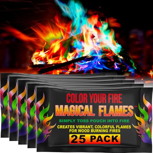 Magical Flames Fire Color Changing Packets for Fire Pit & Fireplace - 25 Pack of Fire Color Packets, Camping Accessories for Kids & Adults