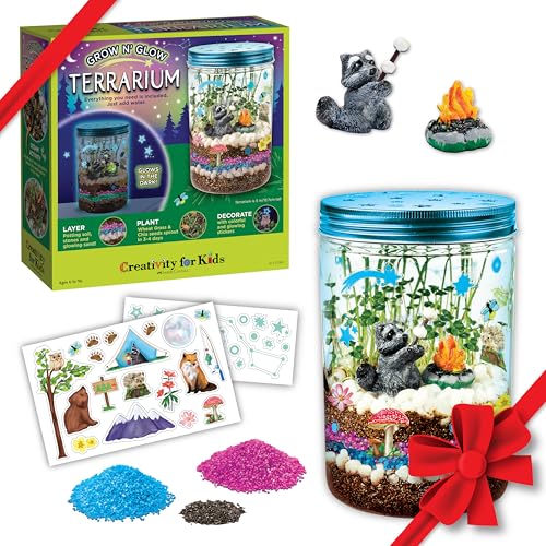 Creativity for Kids Grow 'N Glow Terrarium Kit for Kids - Educational Science Kits Ages 6-8+, Kids Gifts for Boys and Girls, Craft and STEM Projects