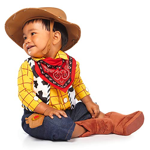 Disney Store Official Woody Costume for Baby - Authentic Toy Story Costume with Hat, Bandana, Sheriff Badge, Pants, Vest, and Shirt - Perfect Baby Halloween Costumes - 12-18 MO