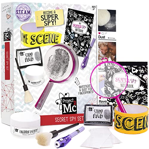 Project MC2 Pretend Play Super Spy Gear STEM Science Kit, Become a Human Lie Detector with Detective Finger Print Identification Set, Crime Scene Tape, Magnifying Glass, Spy Notebook & More Stuff