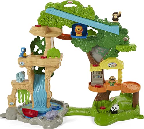 Fisher-Price Little People Toddler Toy Share & Care Safari 2-Ft Tall Playset with Lights Sounds & 7 Figures for Pretend Play Ages 1+ years​