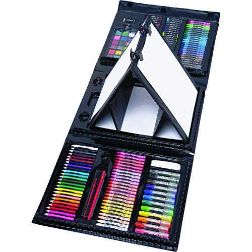 Art 101 Budding Artist 179 Piece Draw Paint and Create Art Set with Pop-Up Double-Sided Easel, Includes markers, crayons, paints, colored pencils, Case includes pop up easel, Portable Art Studio