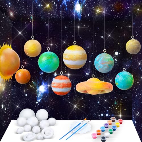 36 Solar System Model Solar Project Kit Foam Ball Kit with 14 Polystyrene Spheres Ball 12 Pigment 2 Brushes Solar System Project Kit DIY Solar System Kit Solar System Planet for School Science Project