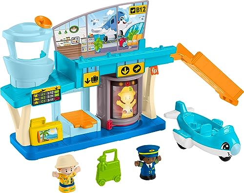 Fisher-Price Little People Toddler Toy Everyday Adventures Airport Playset with Airplane for Preschool Pretend Play Ages 1+ Years