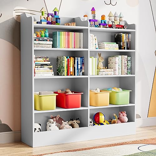 Cozy Castle 5 Tier Kids Bookshelf, 10 Cubbies Kids Toy Storage Organizer,Toddler Bookcase Storage Cabinet for Playroom, Bedroom, Kids Room, Reading Nook,Nursery