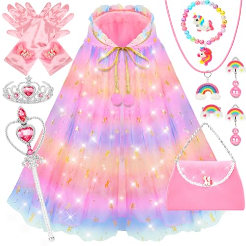 YAOOBEY Princess Dress Up Clothes for Girls 4-6,Unicorn Princess Easter Costumes Toys for Girls 3 4 5 6 7 Year Old Christmas Birthday Gifts