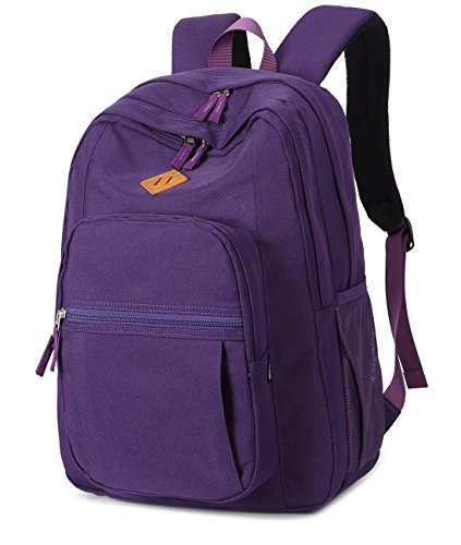 abshoo Girls Solid Color Backpack For College Women Water Resistant School Bag (Purple)