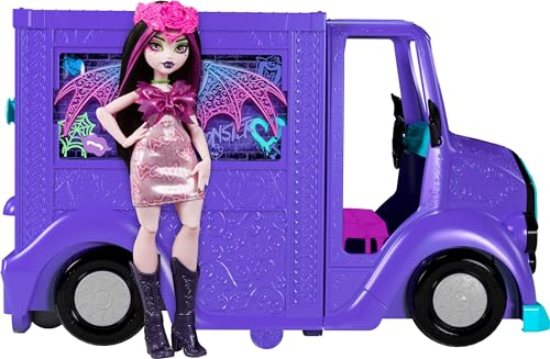 Monster High Draculaura Doll & Playset, Fangtastic Rockin’ Food Truck with Pullout Stage Transformation & 13+ Themed Accessories