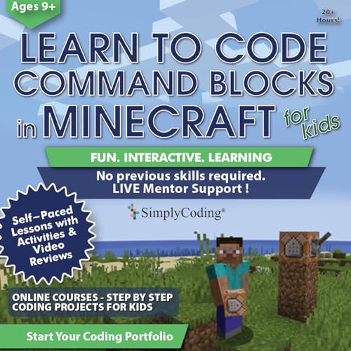 Coding for Kids: Learn to Code Minecraft Command Blocks - Video Game Design Coding - Computer Programming Courses, Ages 9+ (PC, Mac Compatible)