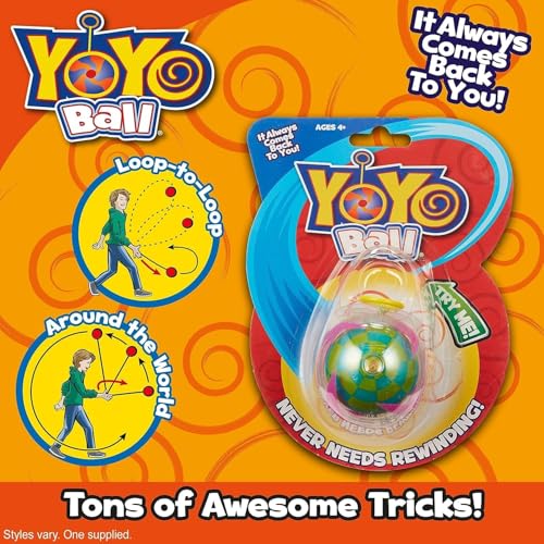 Big Time Toys Yoyo Ball Automatic Return Yoyo, Assorted Colors and Patterns, Never Needs rewinding, New Twist on Old Fun, Enhances Motor Skills and Hand-Eye Coordination, Grows with Skill Level