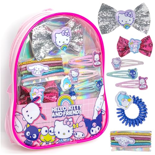 Hello Kitty and Friends Mini Backpack Hair Accessories Gift Bag Set includes for Kids Girls, Ages 3+ perfect for Birthdays, Parties, Sleepovers & Makeovers