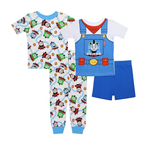 Thomas & Friends Baby Thomas The Train Boys 4-Piece Cotton Pajama Set, Thomas Blue, 4T