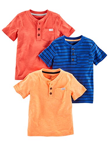 Simple Joys by Carter's Baby Boys' 3-Pack Short-Sleeve Tee Shirts, Orange/Blue/Red, 3T