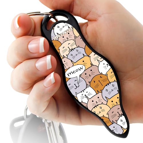 MUNIO Original Self Defense Keychain - Self Protection Personal Safety Essentials, Portable Defense Kubotan, Legal for Airplane Carry - TSA Approved - Made in USA (Cats)