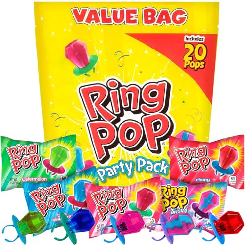 Ring Pop Halloween Bulk Variety Candy - 20 Ct Individually Wrapped Lollipops w/ Assorted Flavors - Fun Candy For Party Favors, Halloween Parties, Trick or Treat Goodie Bags, Bachelorette Parties