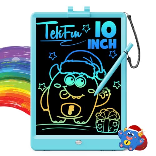 TEKFUN LCD Writing Tablet Doodle Board, 10inch Colorful Drawing Tablet Writing Pad, Kids Travel Essentials, Toddler Toys for 3 4 5 6 7 8 Year Old Girls Boys (Blue)