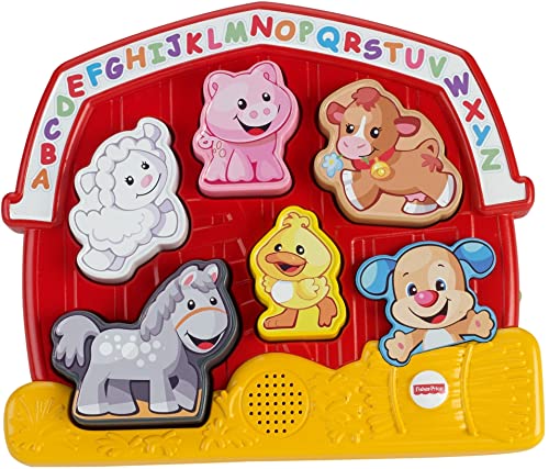 Fisher-Price Toddler Shape Sorting Toy Laugh & Learn Farm Animal Puzzle with Music & Sounds for Kids Ages 1+ Years​